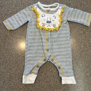 Mud Pie Gray and Yellow Striped Lion Footie